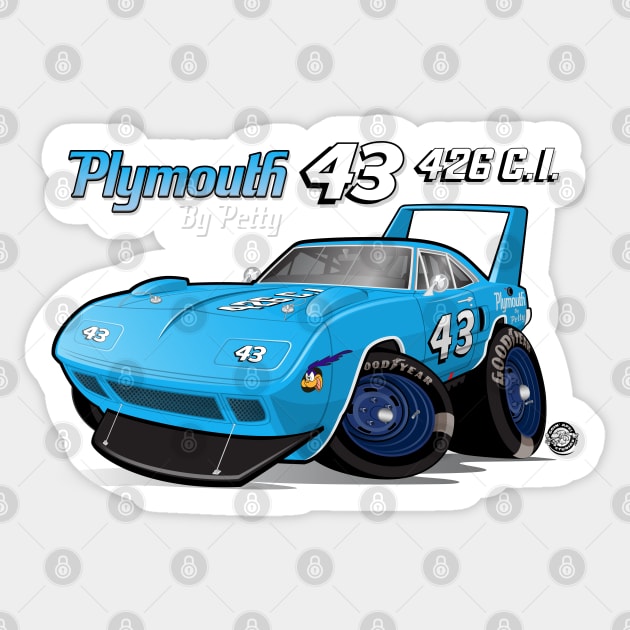Plymouth SuperBird 43 Petty With Logos Sticker by Goin Ape Studios